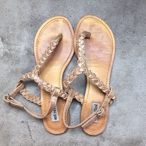 NotRated Brown & Gold Metallic Braided Sandals 8.5